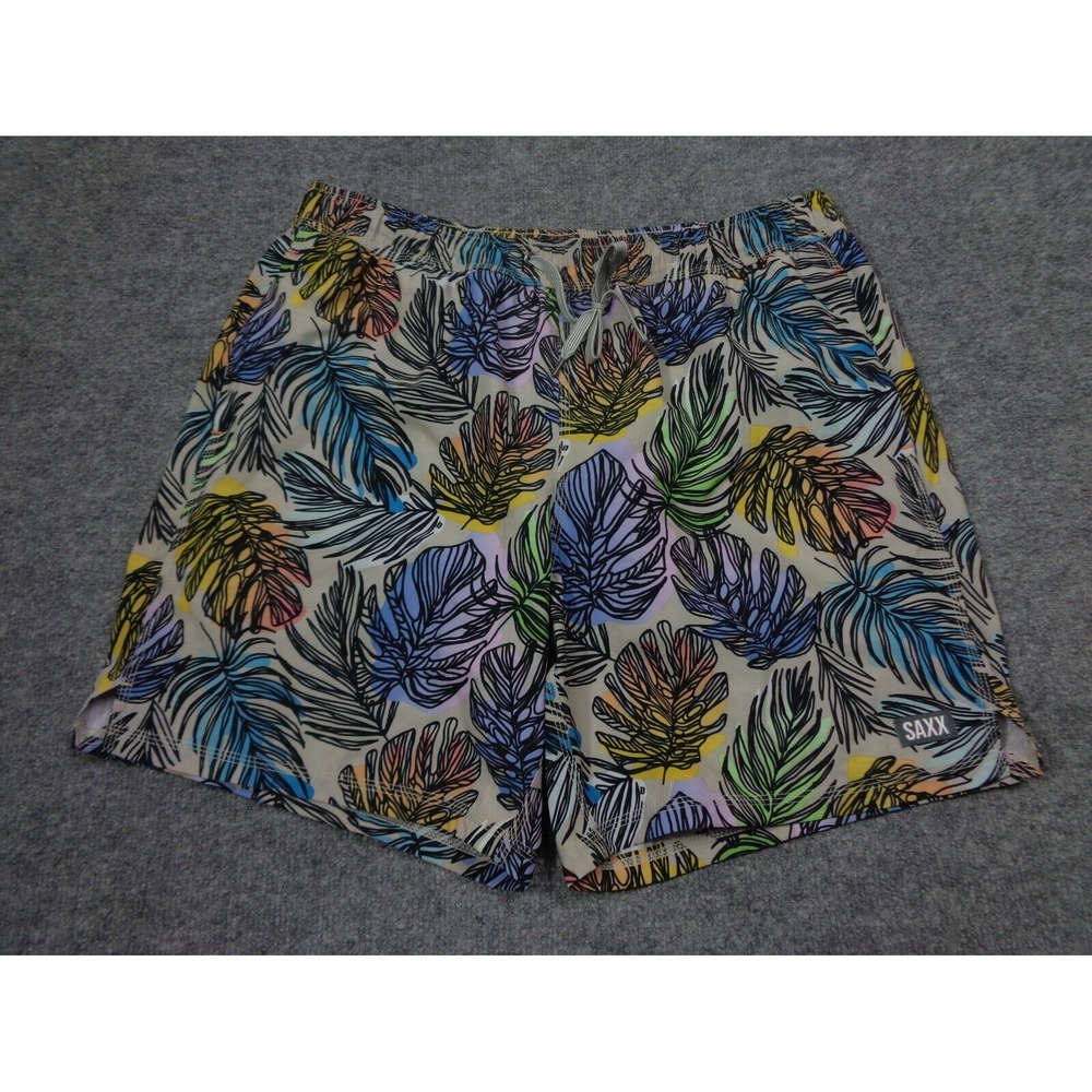 Saxx Shorts Mens XL Floral Oh Buoy 2N1  7" Swim Shorts Ballpark Pouch Droptemp